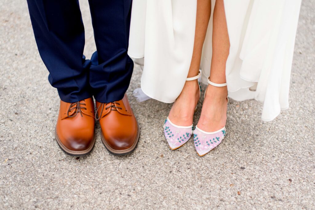 bride and groom's wedding shoes