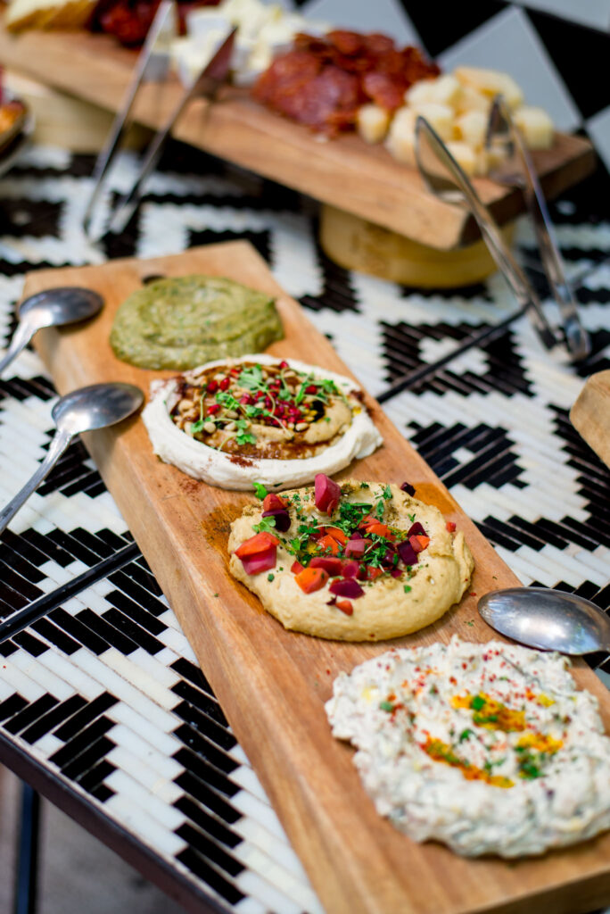 Board of four hummus dips at Beatnik West Town, Chicago