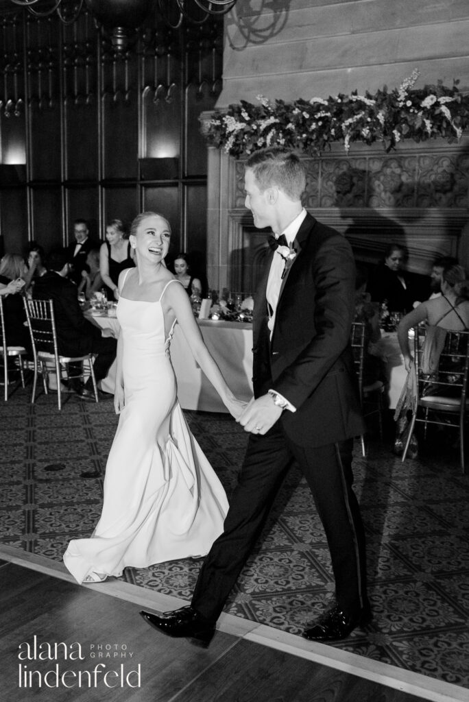 couple shares first dance at university club chicago wedding reception 