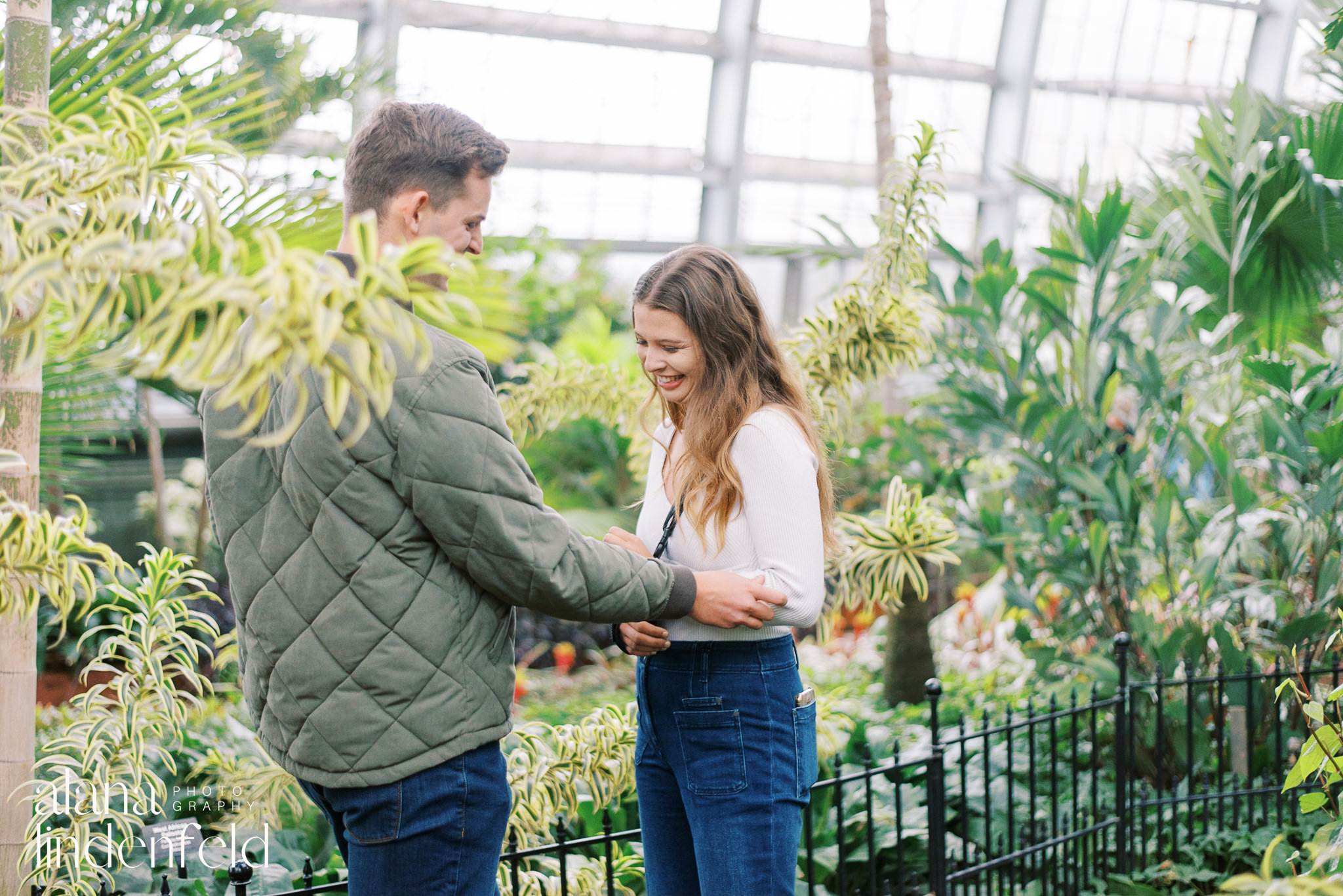 couple smiling in Garfield Park Conservatory