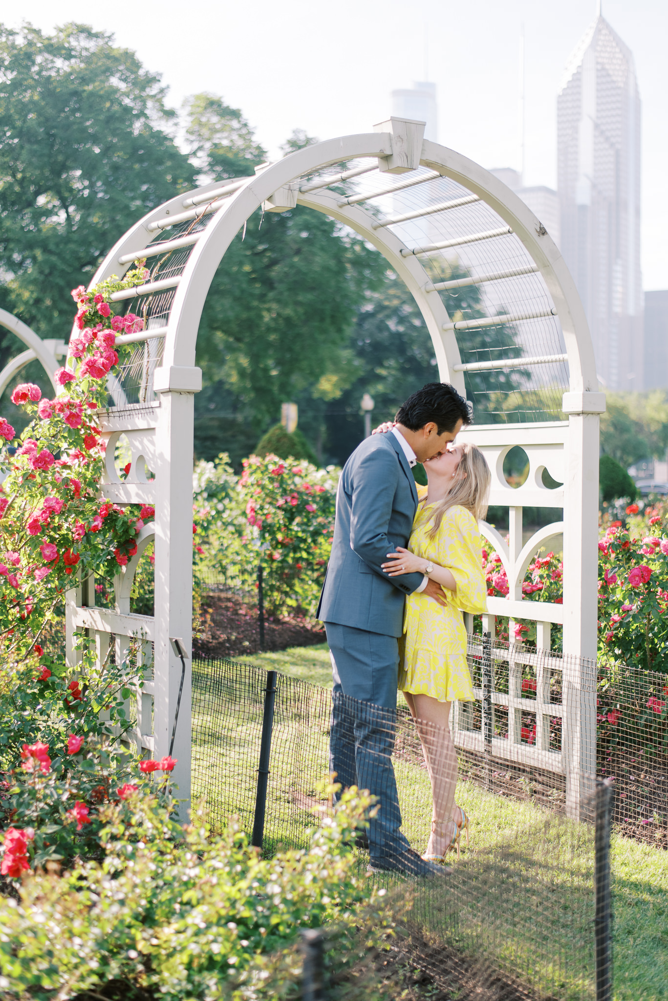 Buckingham Rose Garden Chicago summer engagement 