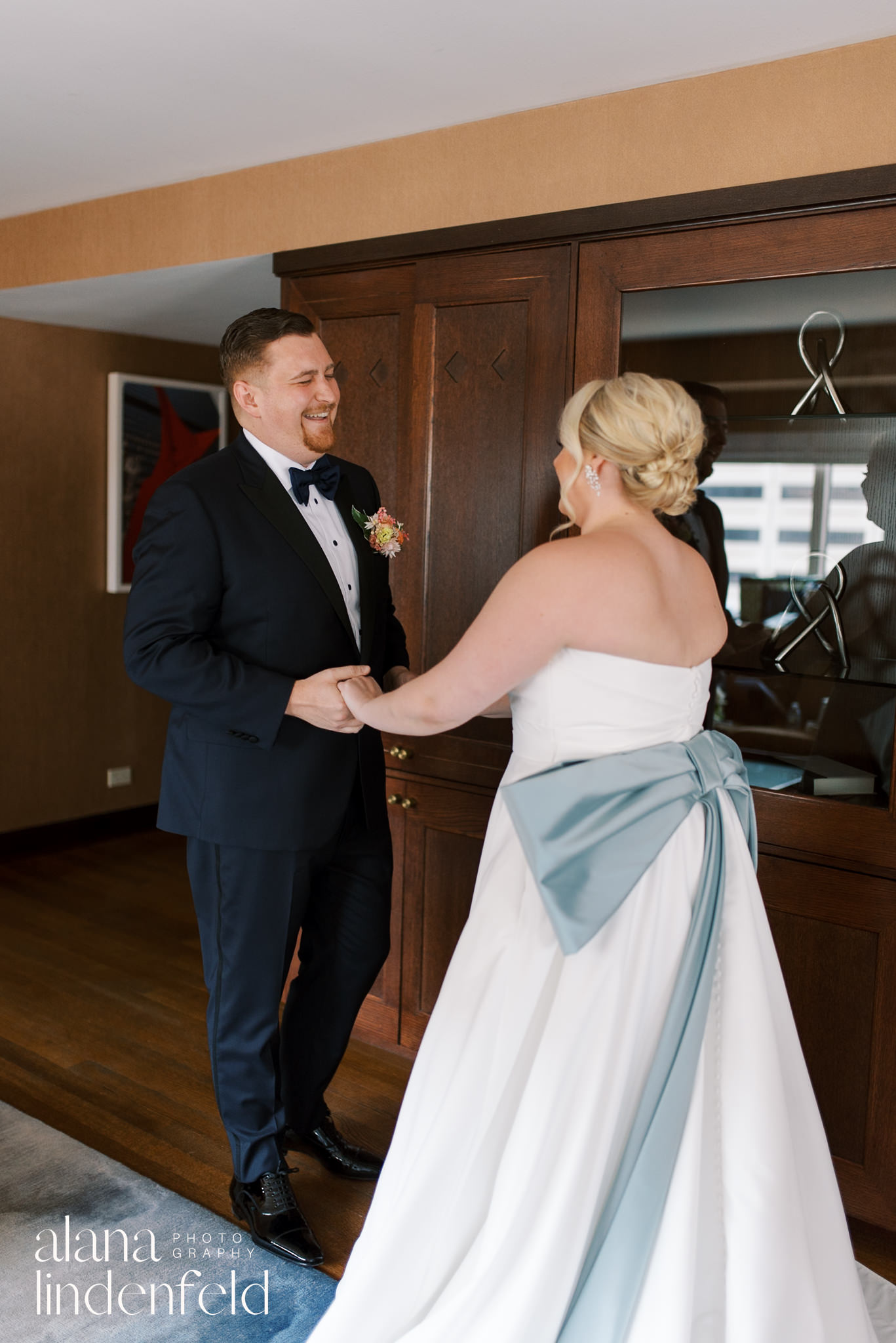 first look between bride and groom