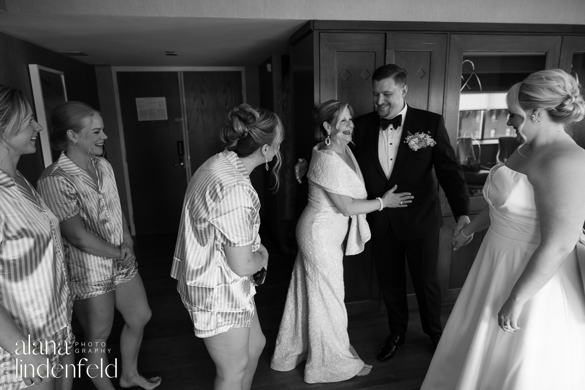 groom hugging mother in law 