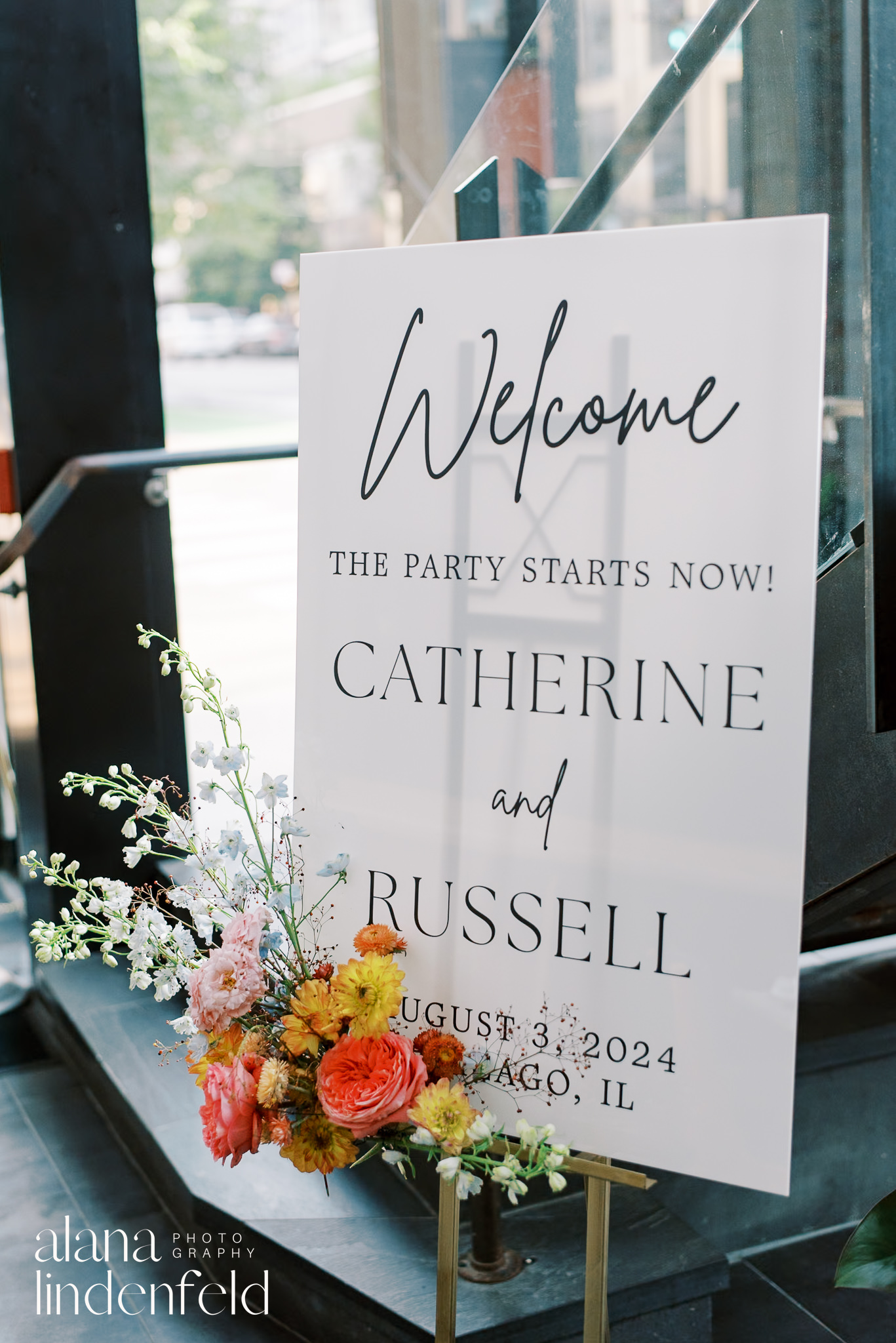 wedding welcome sign with florals