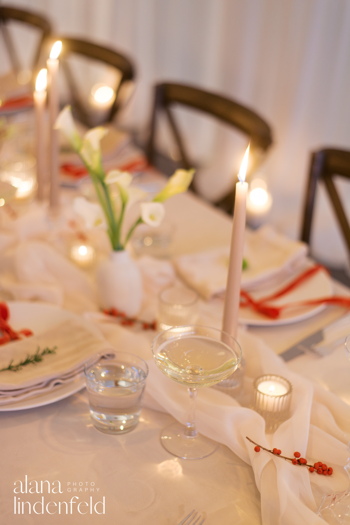 candlelit draped dinner reception at room 1520