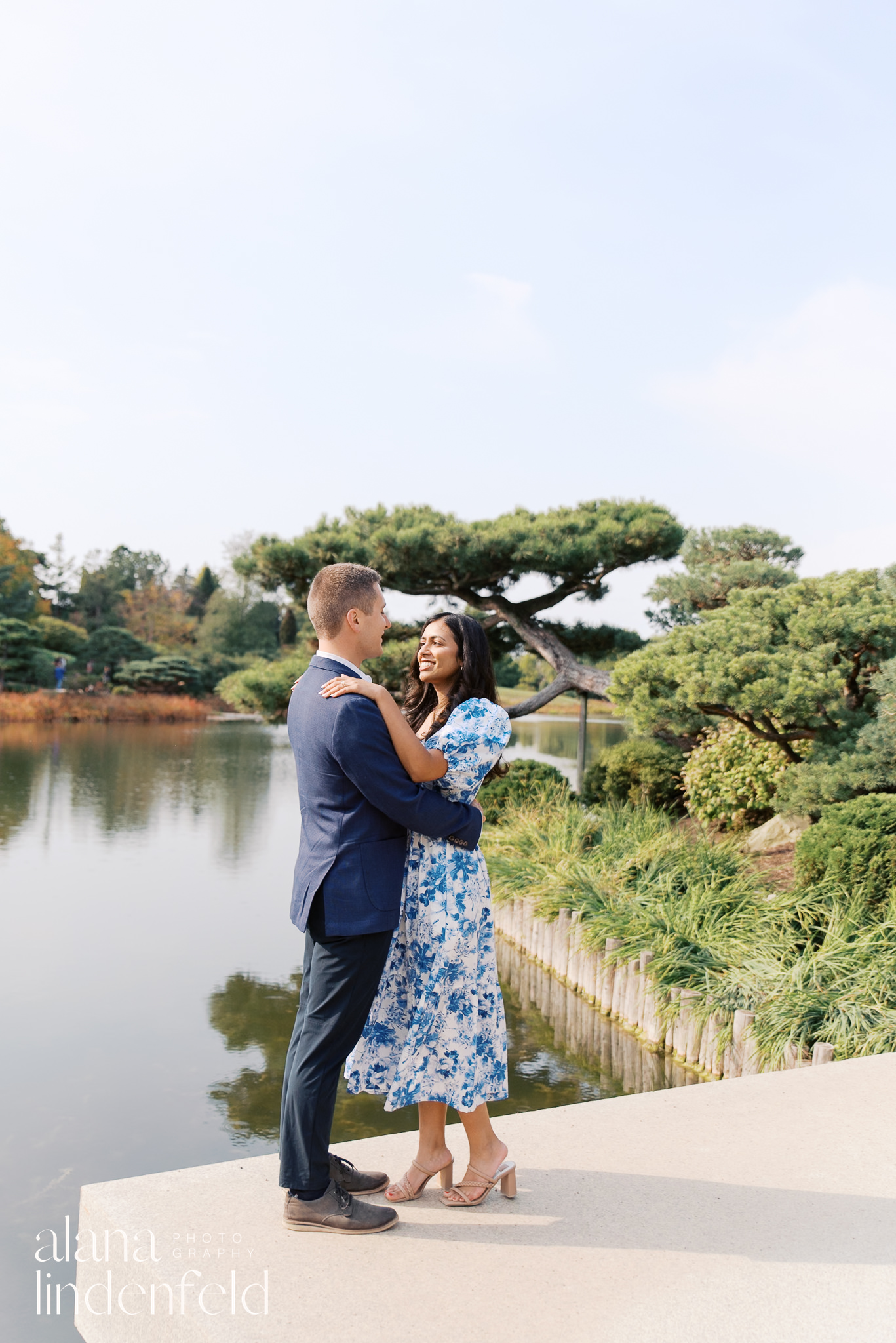 fall engagement pictures at Chicago Botanic Garden Japanese Gardens