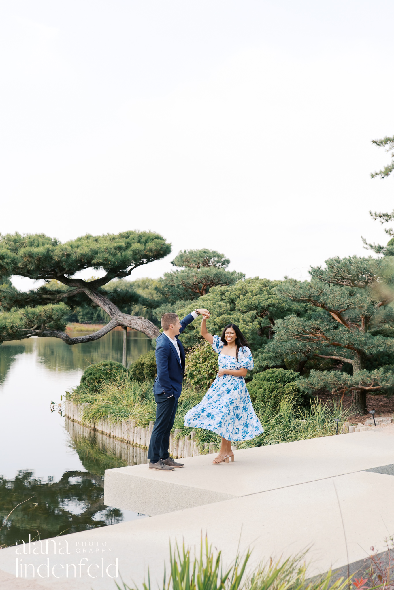 fall engagement pictures at Chicago Botanic Garden Japanese Gardens