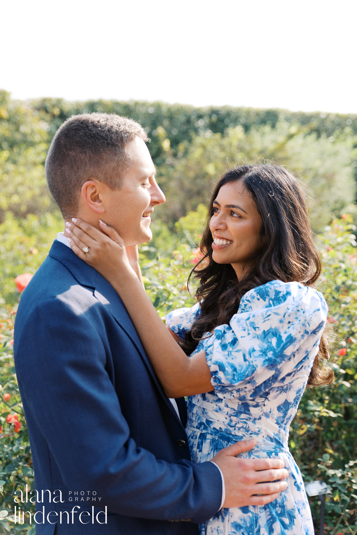 fall engagement pictures at Chicago Botanic Garden Rose garden