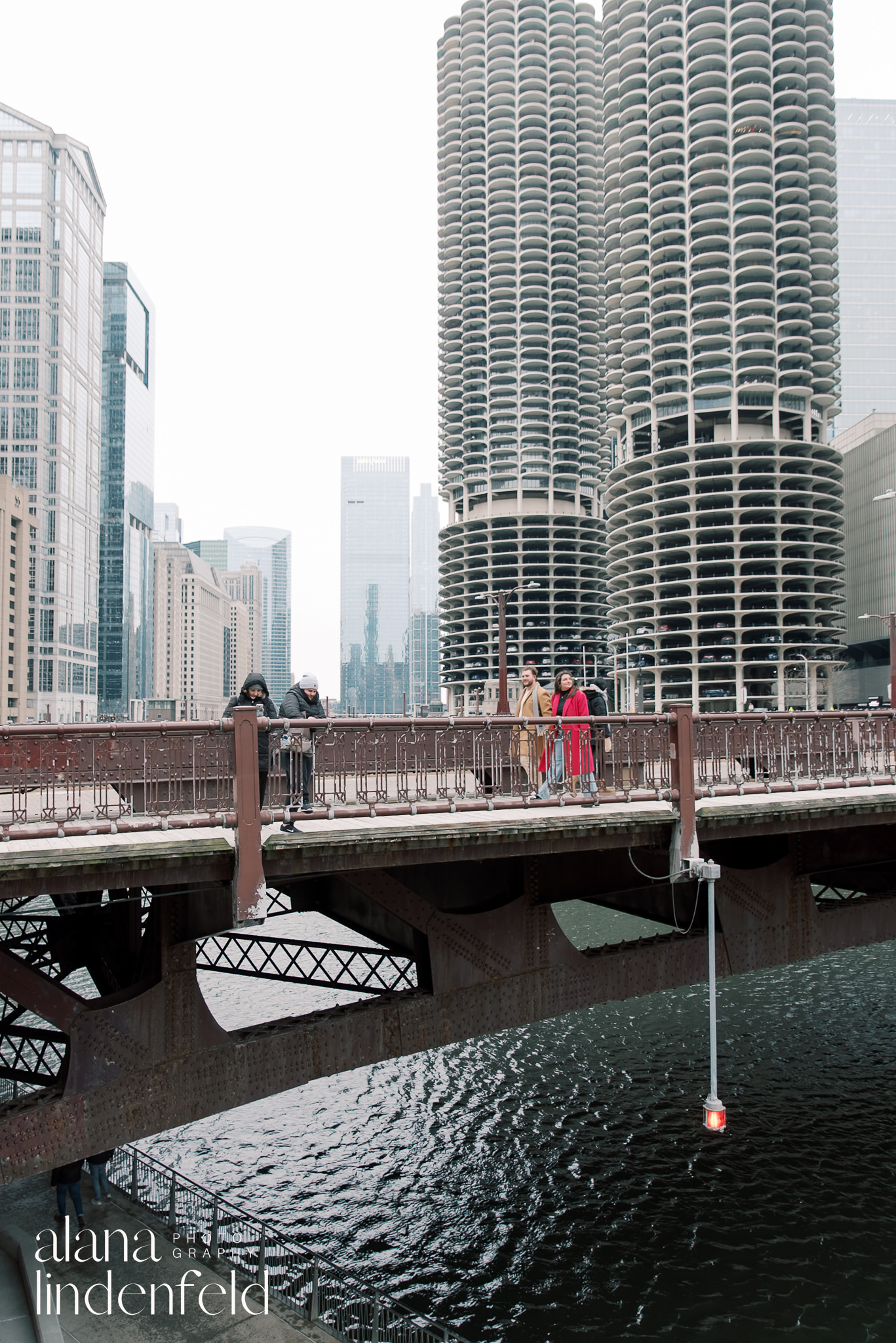 downtown Chicago Riverwalk engagement photos